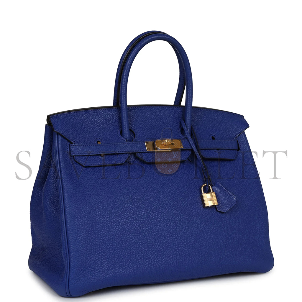 H**mes birkin 35 bleu electric togo gold hardware (35*28*6cm)
